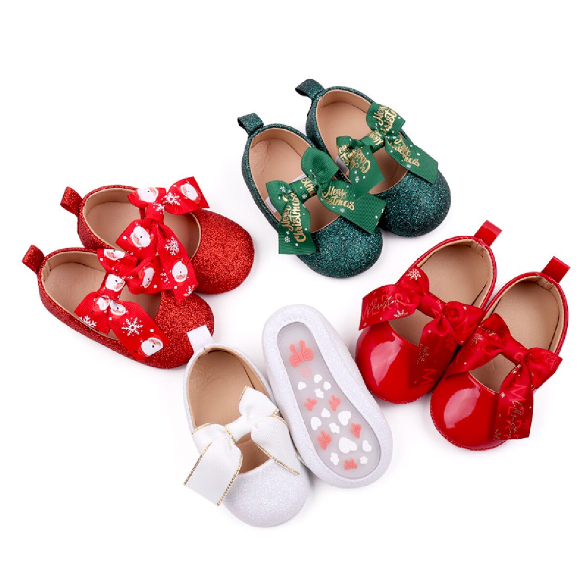 Baby toddler shoes bow princess shoes Christmas soft sole baby shoes baby shoes