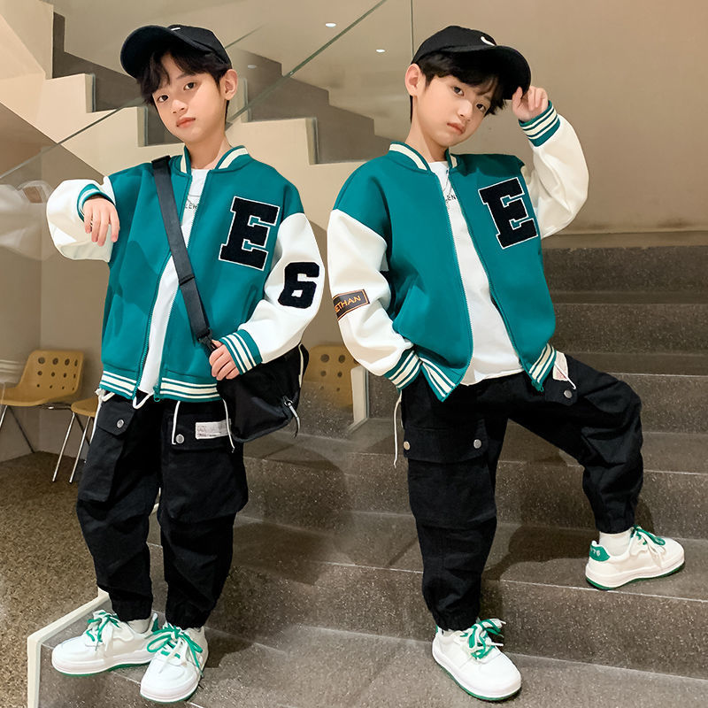 Boys' long sleeve baseball jacket, stylish and versatile