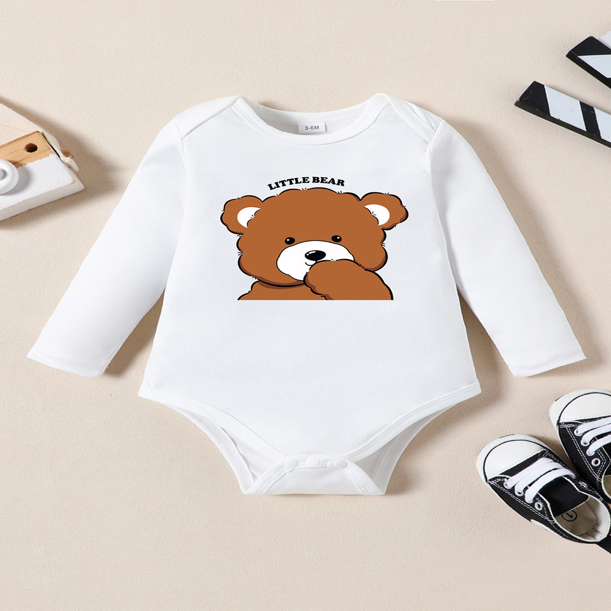 Infant Boy Spring and Autumn Suit Bear Pattern Long Sleeve + Long Pants Casual Three-piece Suit