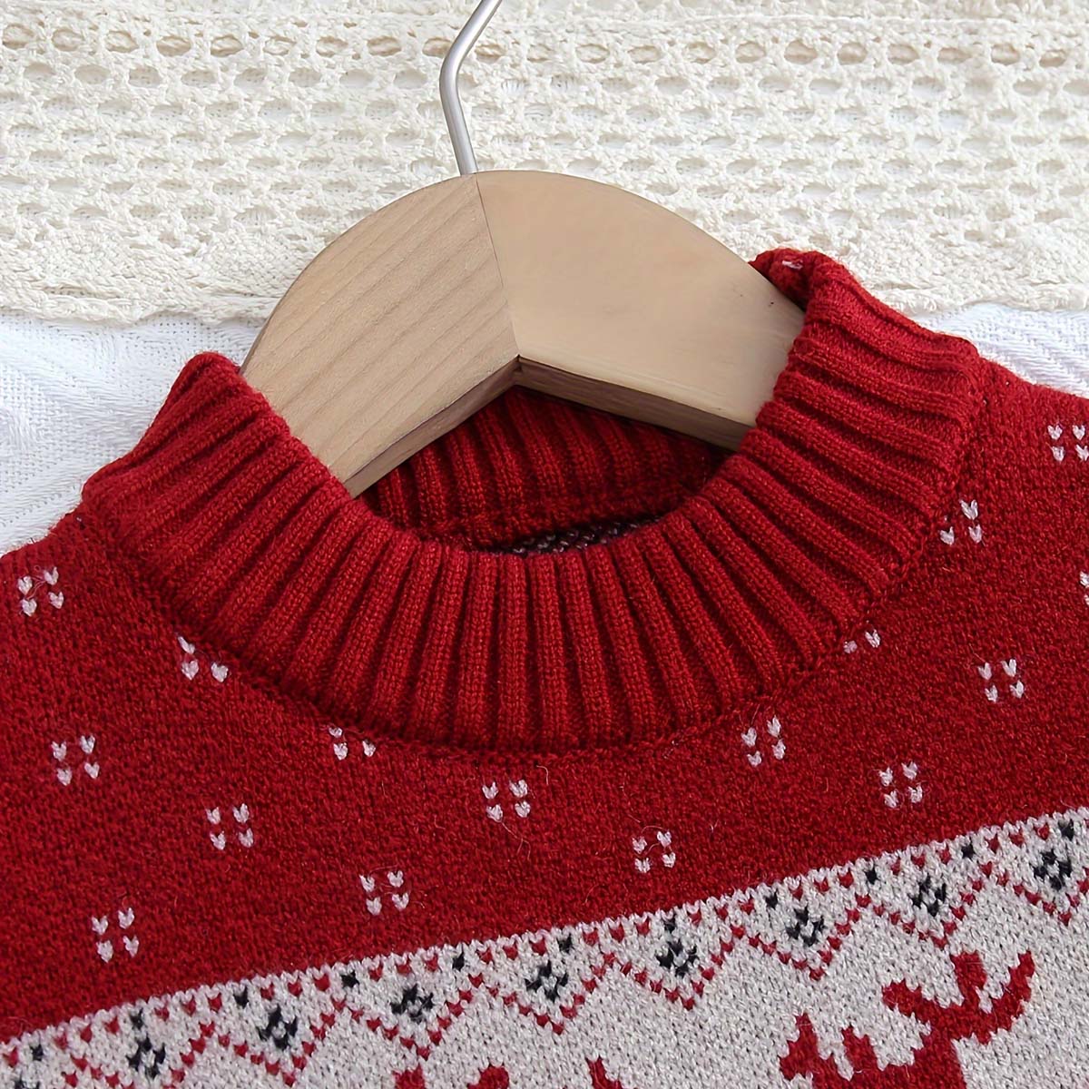 Boys and girls sweaters autumn and winter new Christmas tree red tops knitted pullovers