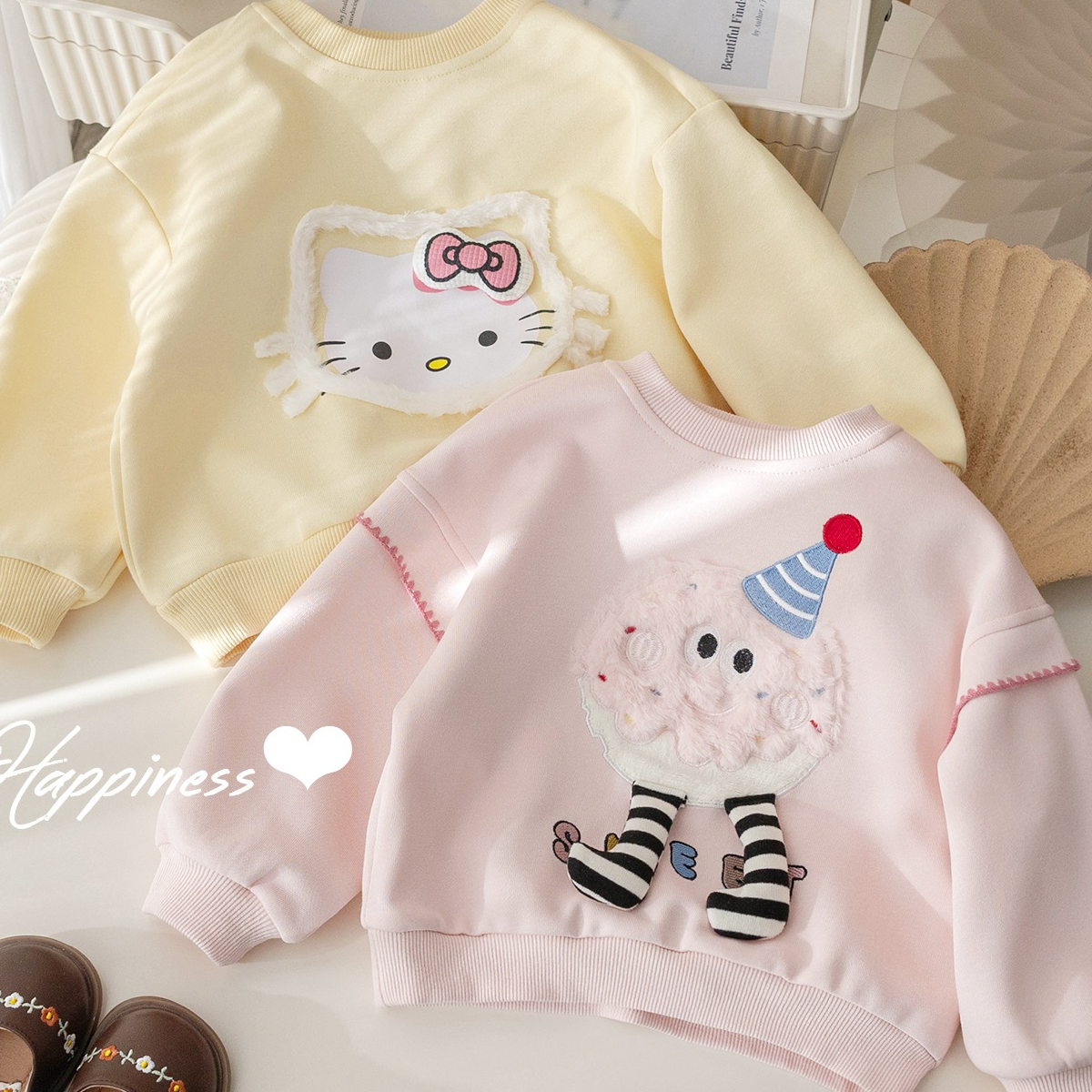 Girls fashionable embroidered sweater new spring and autumn tops baby cute three-dimensional pullover