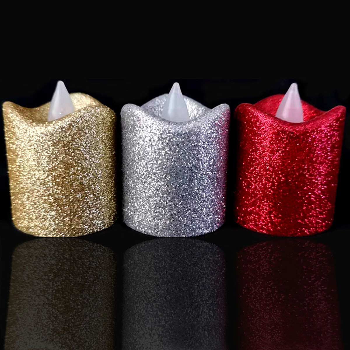 LED electronic candles gold-plated silver powder-coated gold powder wave-mouth birthday candles Christmas Halloween candle lights