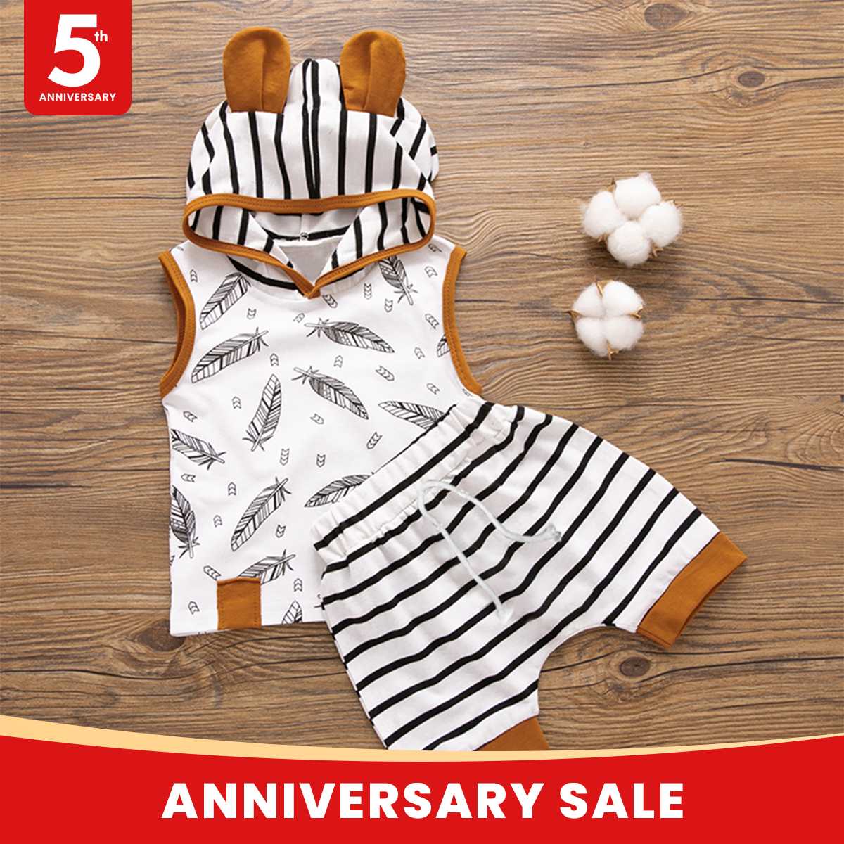 New Kidswear Summer Stripe Printed Set