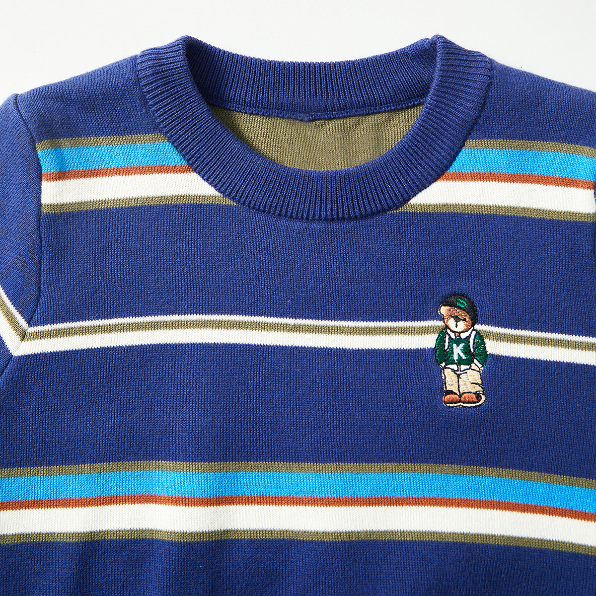 2–7 Years Striped Embroidered Sweater
