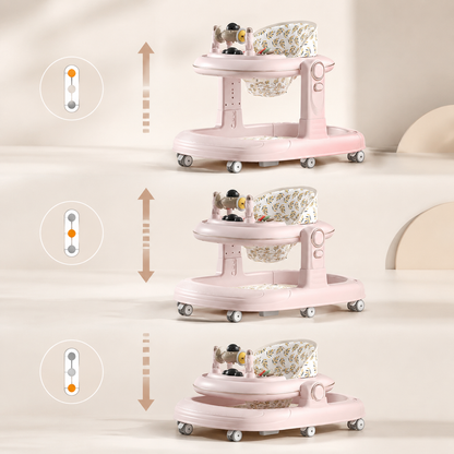 Adjustable Height Baby Walker with Music for Infants