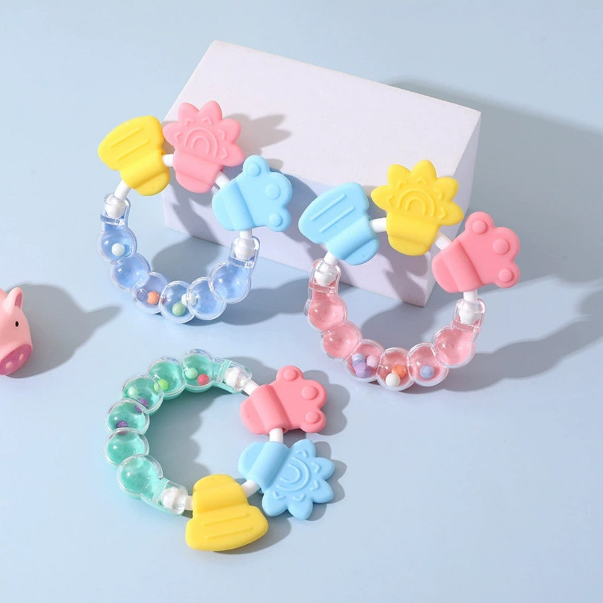 Baby Bell Teether Silicone Rattle Soothing Toy