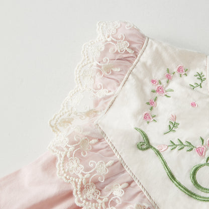 فستان مطرز بياقة واقفة من عمر 1 إلى 8 سنوات 