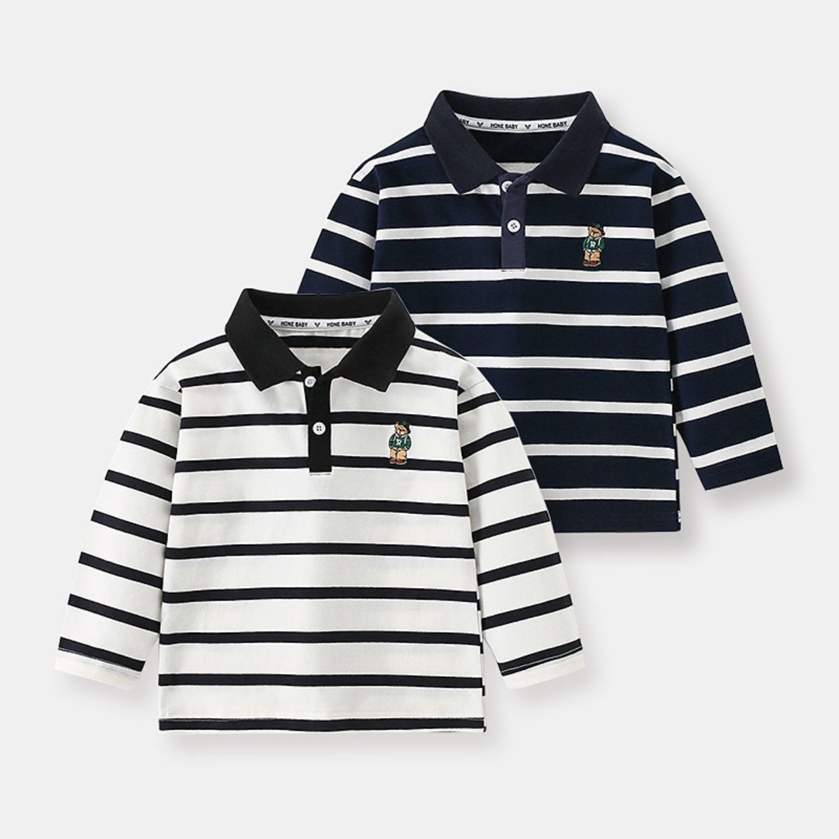 Children's clothing children's long-sleeved T-shirt boys striped lapel polo shirt baby casual long-sleeved T-shirt