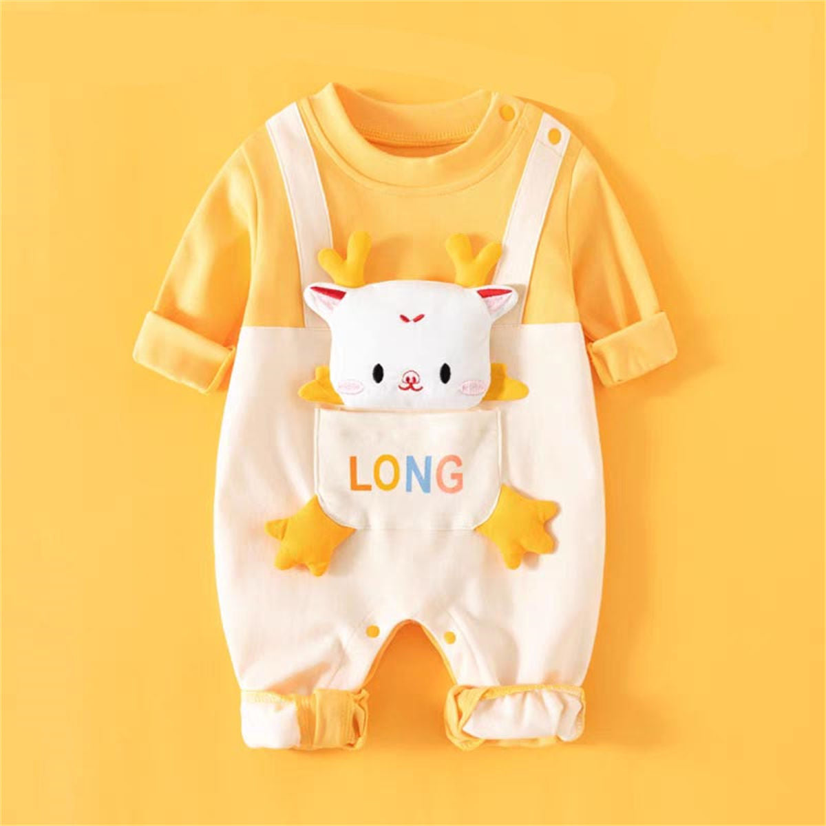 baby's dragon year pure cotton long sleeve romper