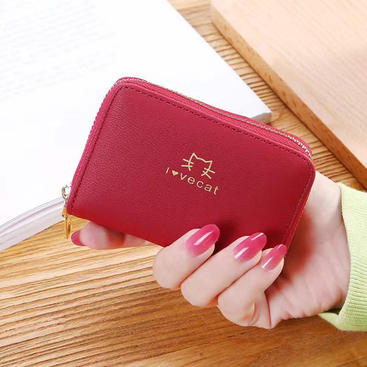 Card holder new simple fashion card holder women zipper men and women card holder driver's license bag credit card wallet