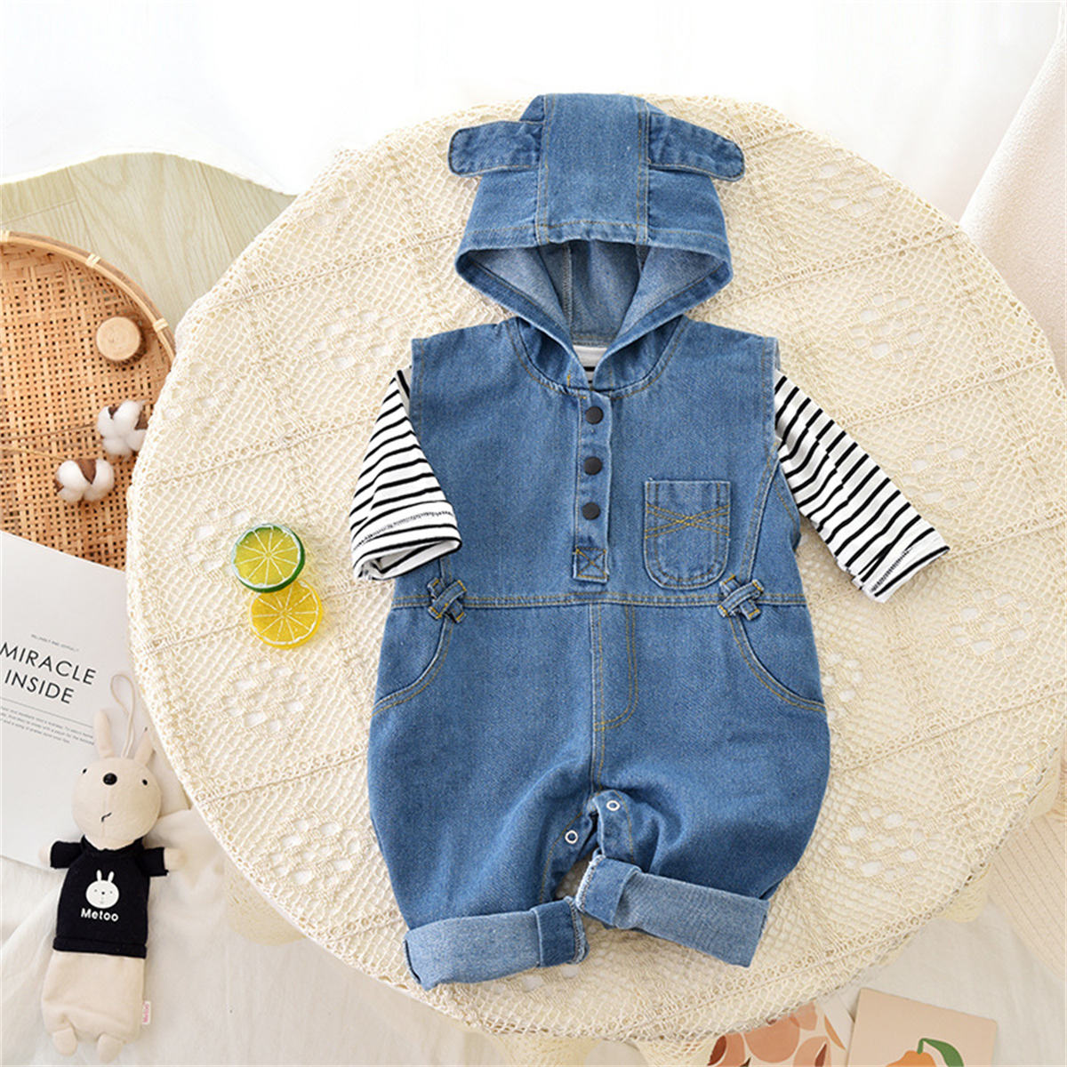 Baby Autumn Denim Overalls + T-shirt Set