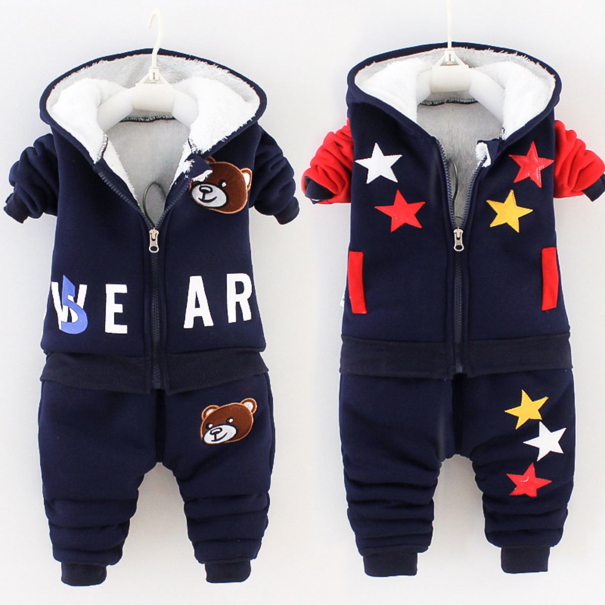 autumn and winter thickened fleece suit for boys