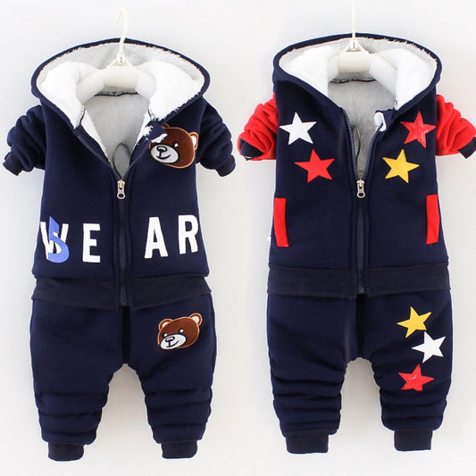 autumn and winter thickened fleece suit for boys