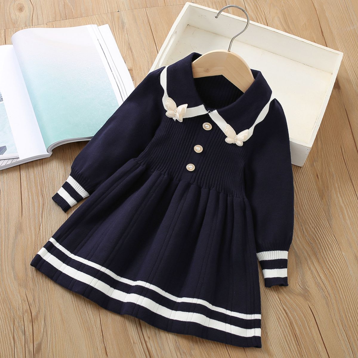 Girls sweater dress autumn and winter new style girls knitted fashionable sweet princess dress