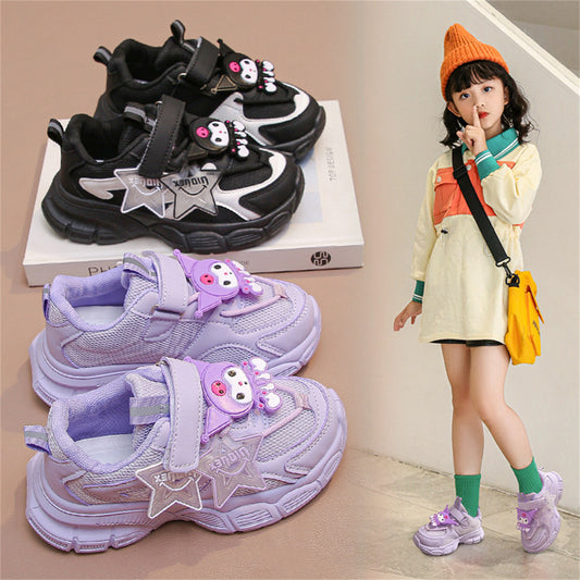 Sanrio pattern spring and autumn sports style soft sole shock absorbing sports shoes for middle and large children and girls