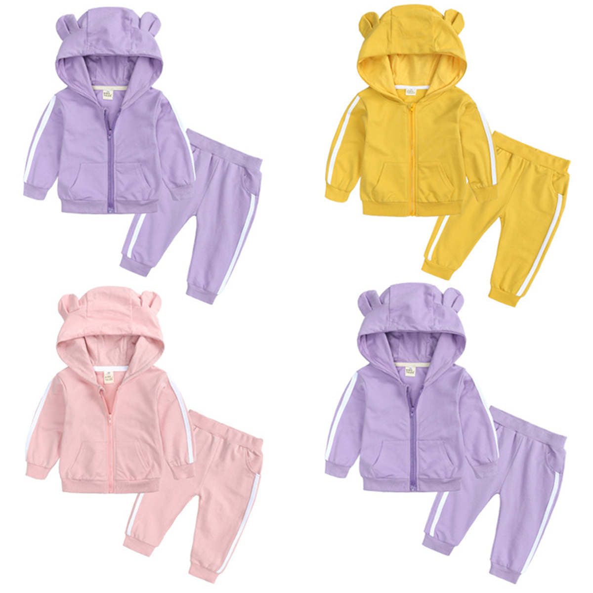 Children&#39;s spring and autumn long-sleeved hooded two-piece suit