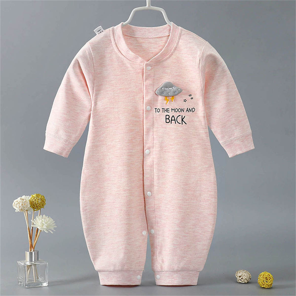 Autumn and winter baby snap button pure cotton long sleeve romper