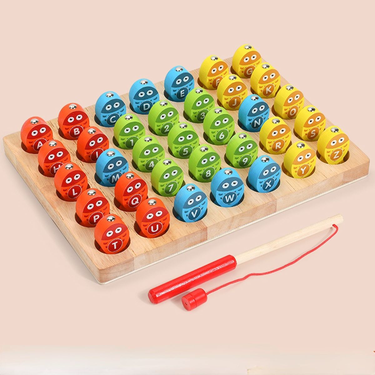 Fishing game with numbers and letters