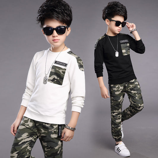 Children's clothing boys sports camouflage two-piece suit