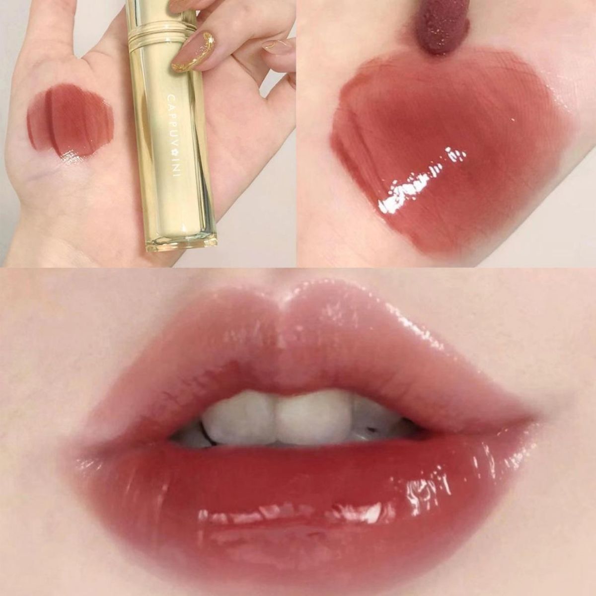 Mirror water gloss jelly lip triangle transparent tube lip glaze