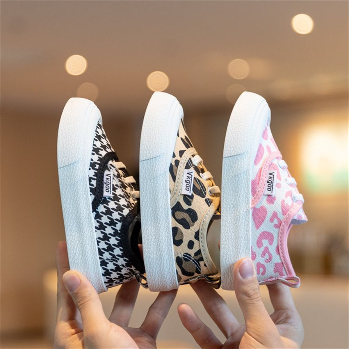 Toddler girl's leopard print temperament casual style soft bottom non-slip low top canvas shoes