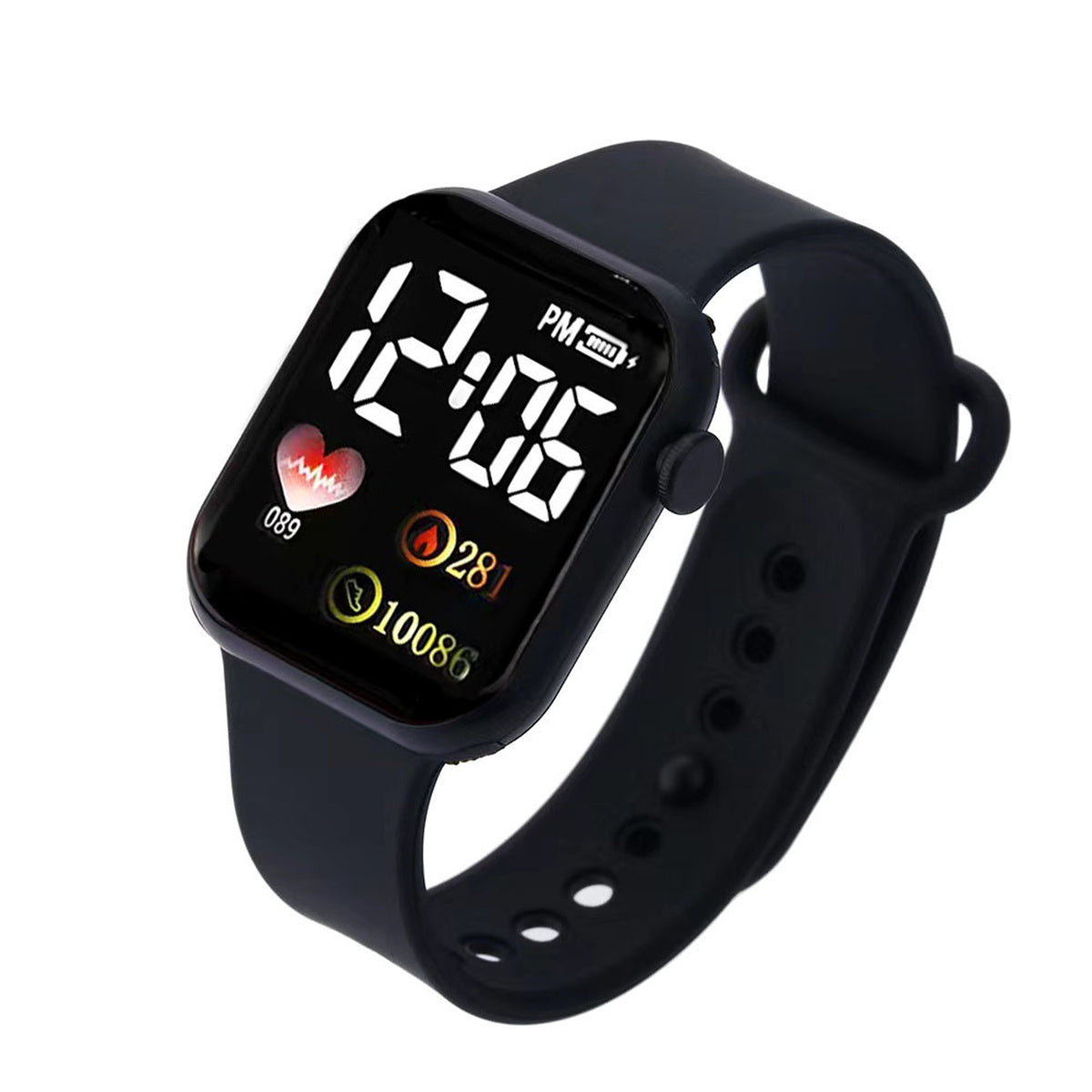 Children's and boys' casual sports style love heart small square electronic watch