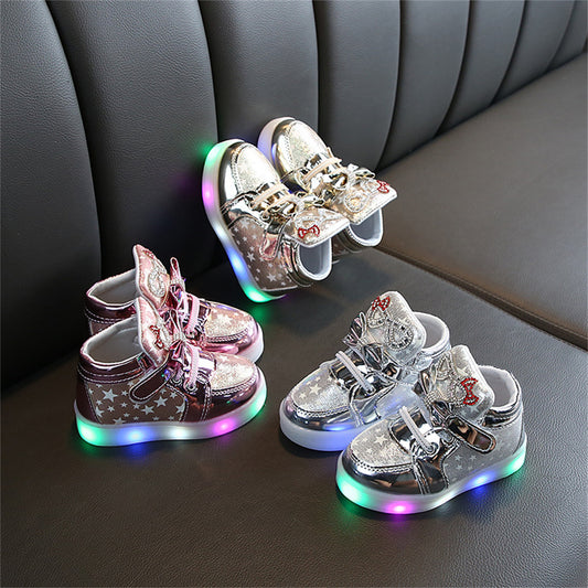 Children's short boots light shiny princess boots fashionable casual shoes