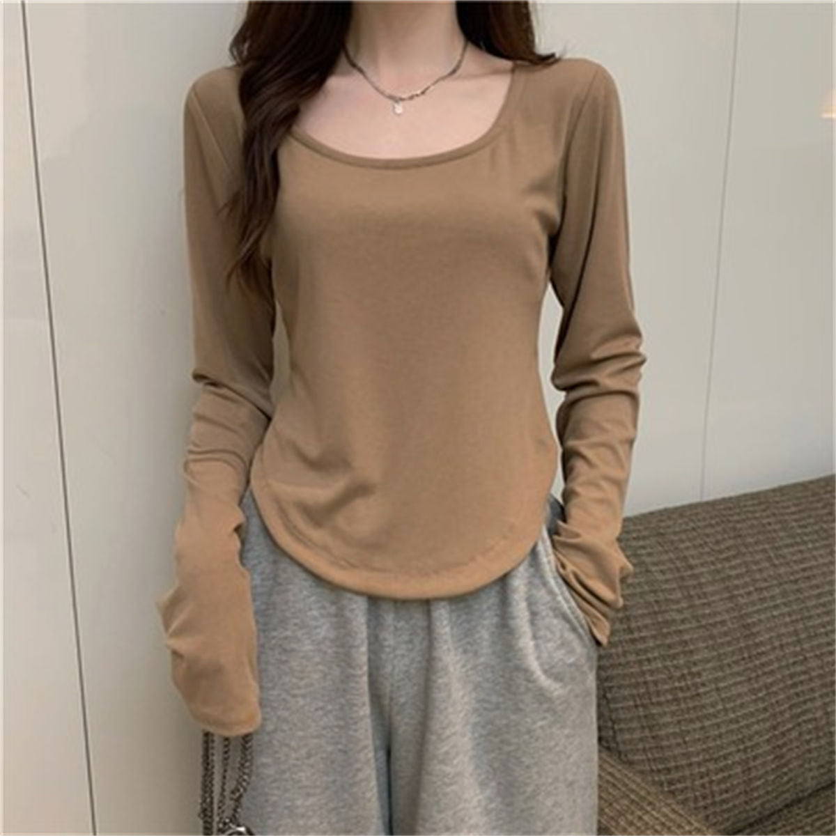 Long Sleeve T-Shirt Women's Slim Fit School Top