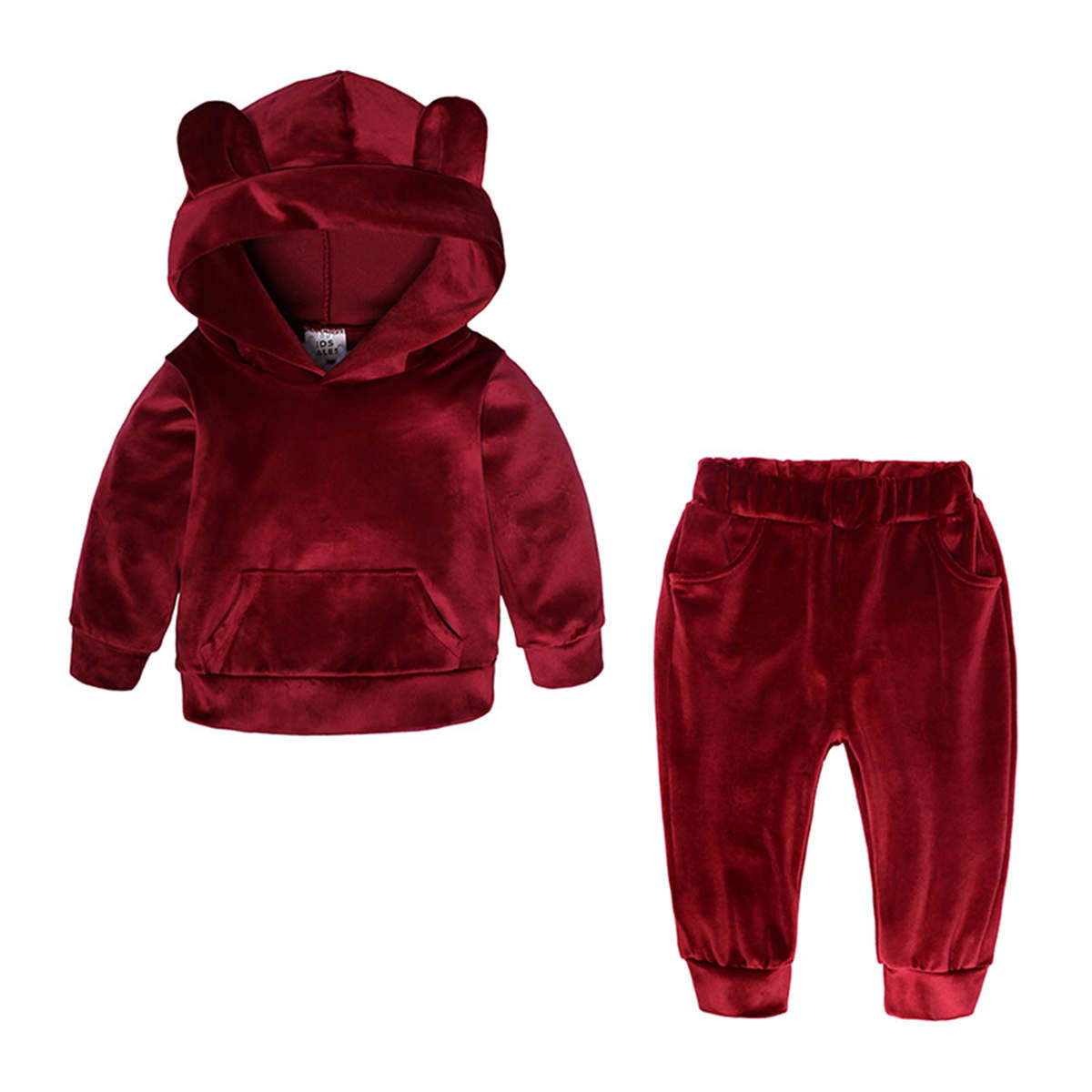 Baby autumn sweatshirt two piece set gold velvet sportswear