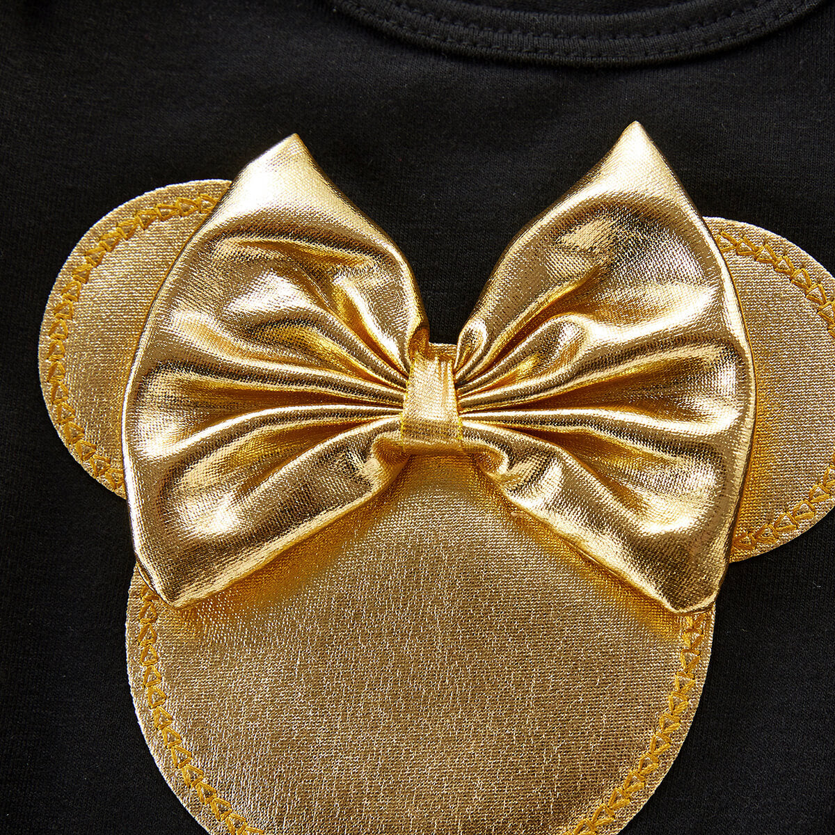 Baby Bow Decor Romper & Gold Shorts & Shoes With Hairband 4 Pcs