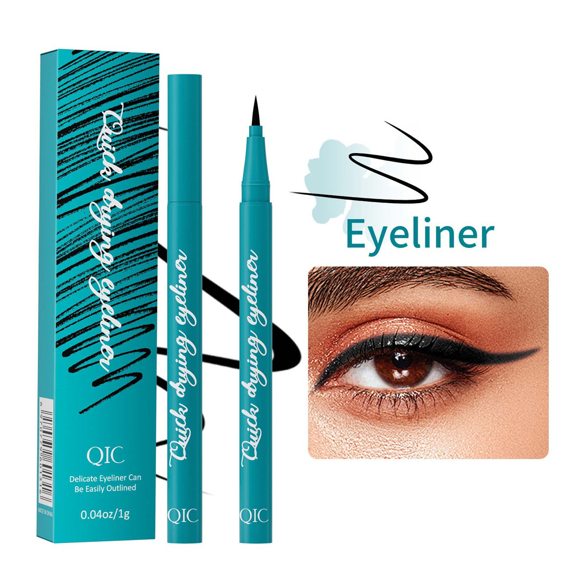 Cool black quick-drying eyeliner that does not fall off or smudge, waterproof and sweat-resistant eyeliner