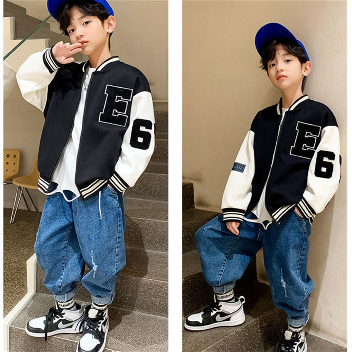 Boys' long sleeve baseball jacket, stylish and versatile