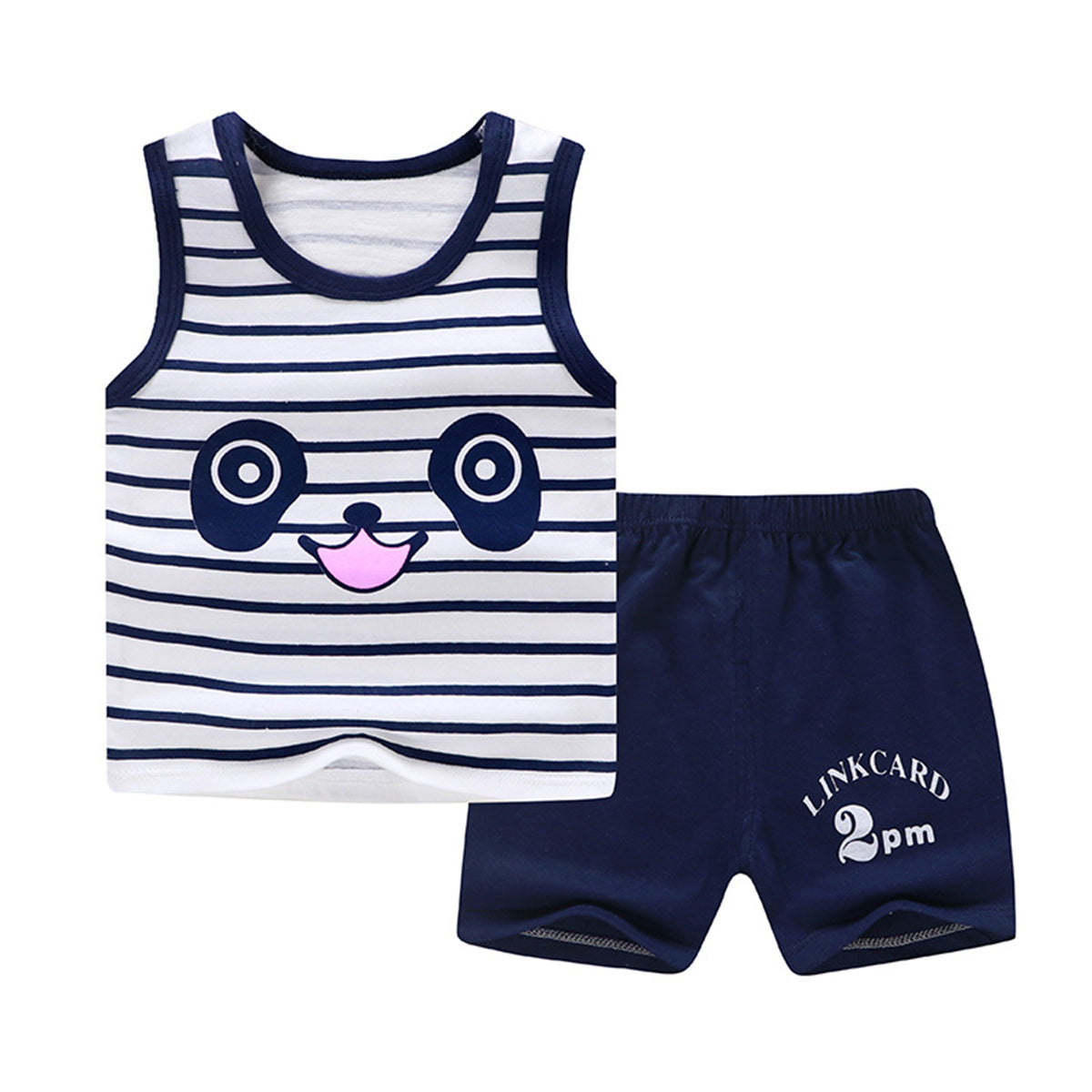 Cartoon pure cotton children's sleeveless boy summer wear small vest summer boy two-piece suit