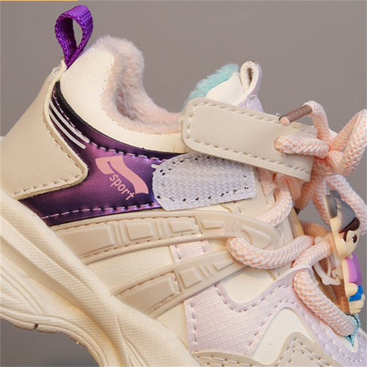 Winter plush and color matching cute doll sports shoes for boys and girls