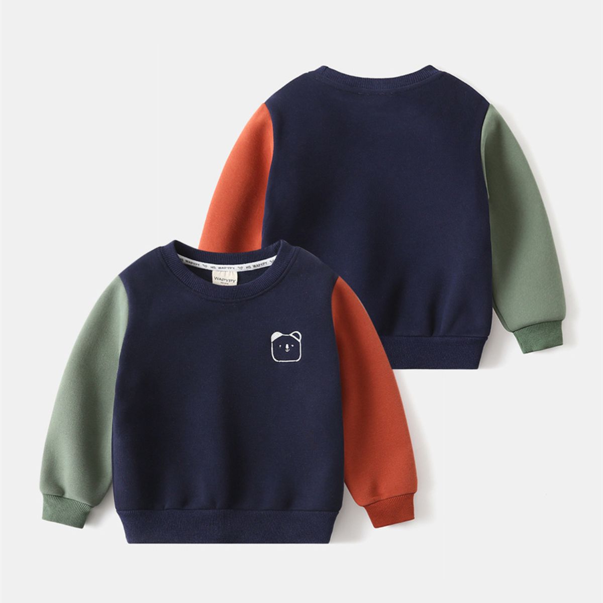 Autumn and winter boys' thick warm sweatshirt with sleeves