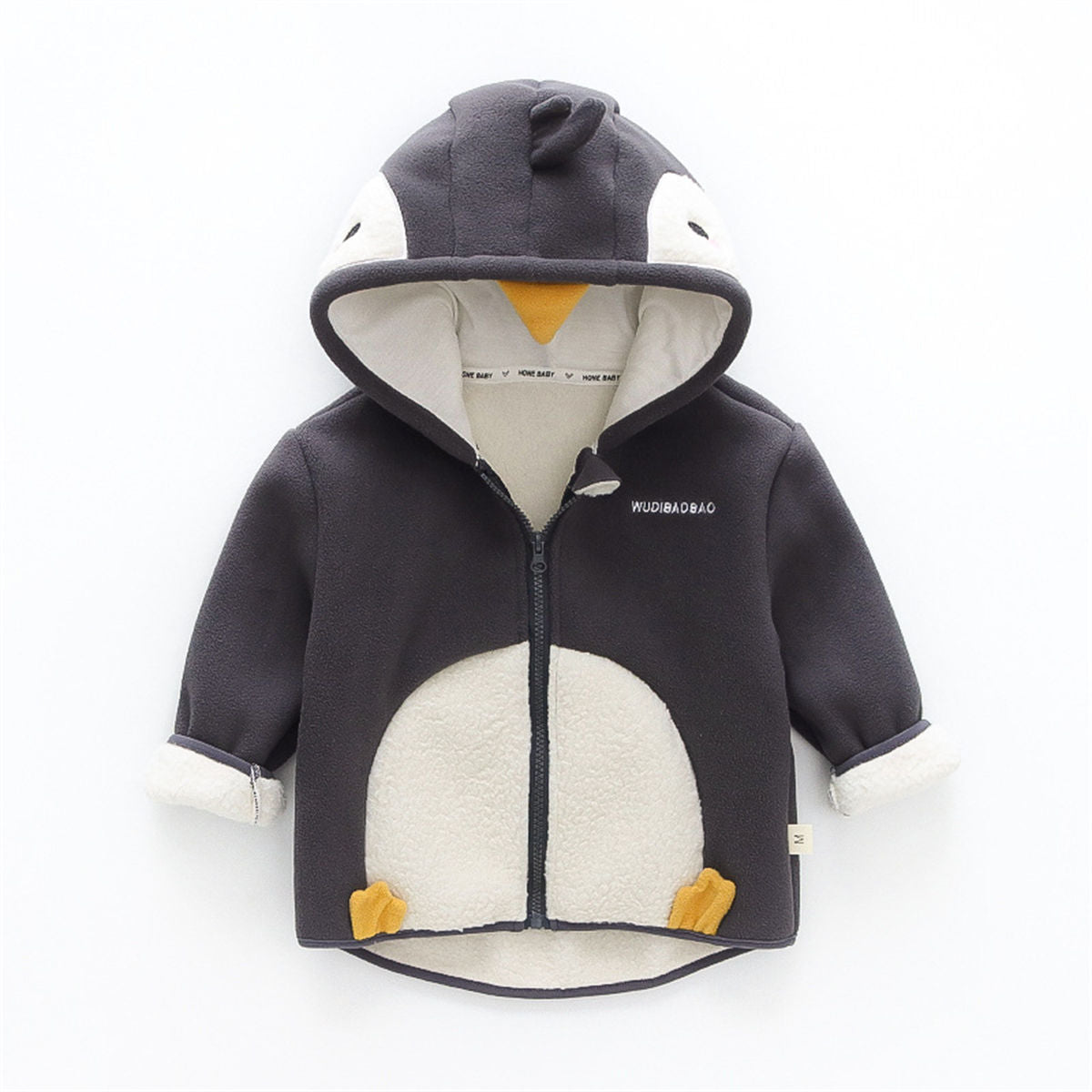 baby's cartoon hooded jacket plus velvet warm jacket