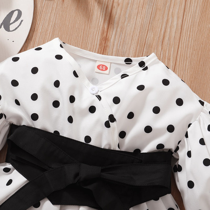 Baby Girl Polka Dot Print Long Sleeve Dress