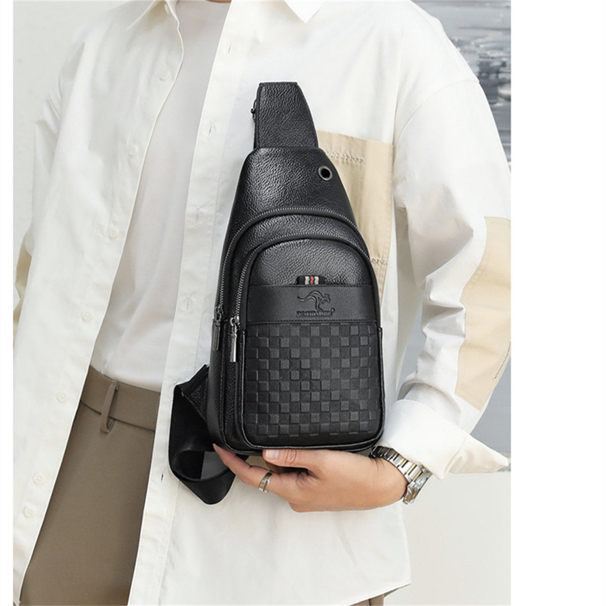 Men's chest bag mature business style simple chest shoulder bag