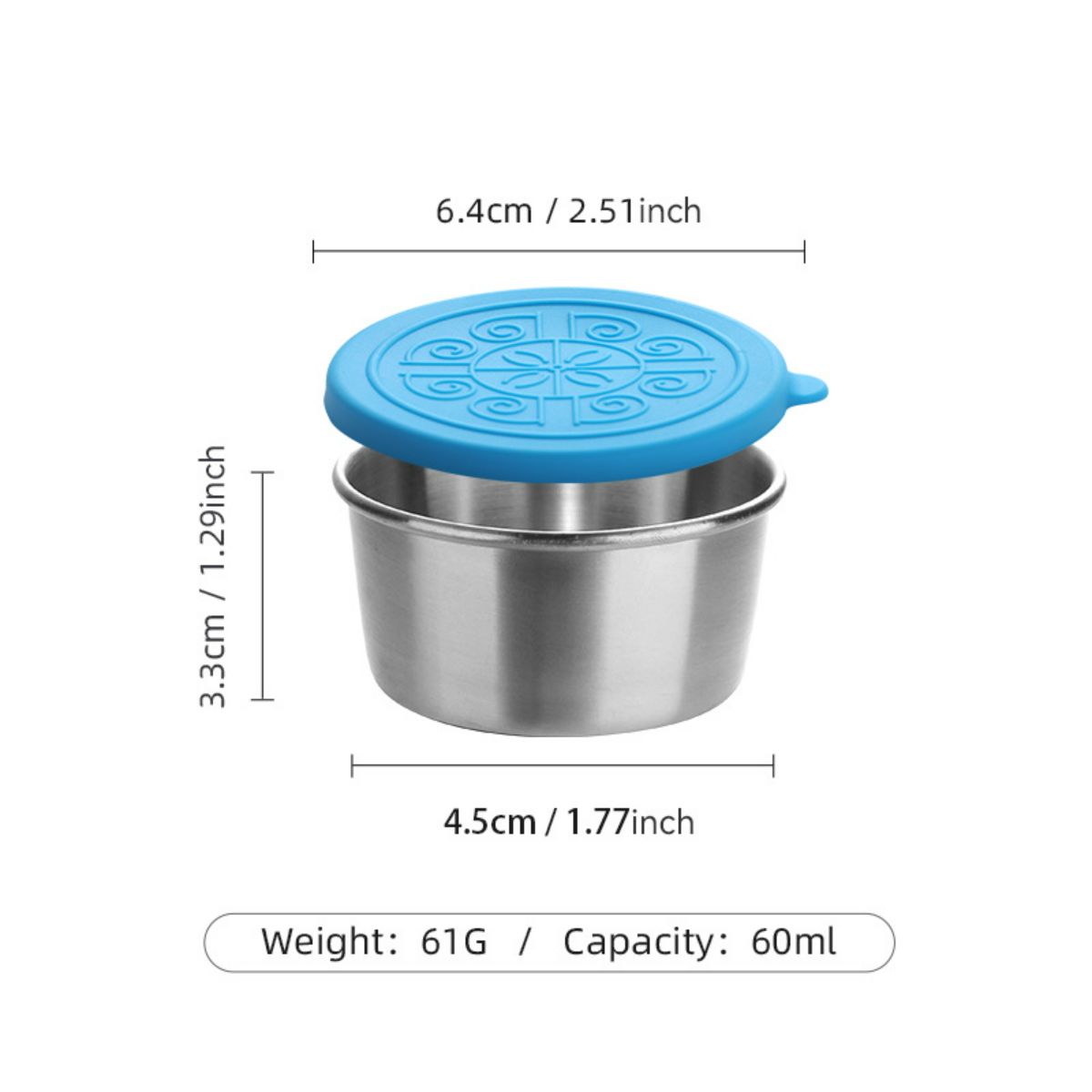 304 stainless steel sauce cup with lid, silicone lid, sealed, leak-proof, fresh-keeping sauce cup, seasoning dish