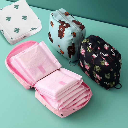 Cartoon sanitary napkin storage bag portable large capacity for menstrual small bag student portable sanitary napkin storage