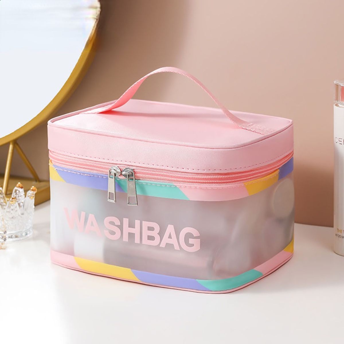 Large capacity waterproof toiletry bag cosmetic storage bag portable hand-held square bag