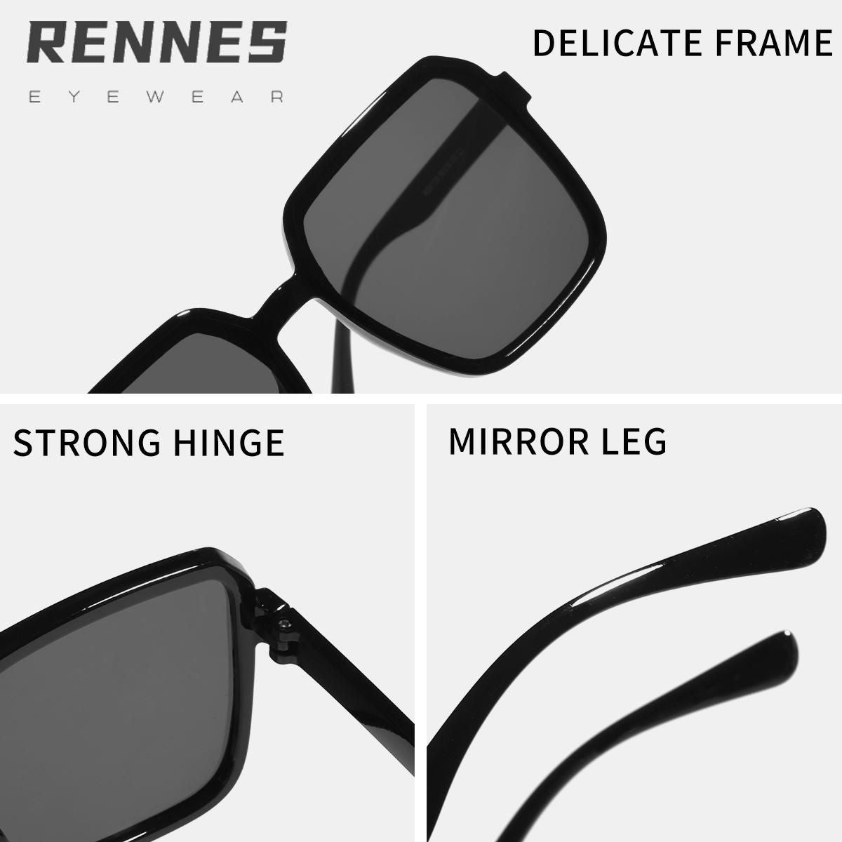 New retro large square frame makes your face look smaller, the same style as the Internet celebrities' sunglasses, essential UV protection sunglasses for women's outdoor wear