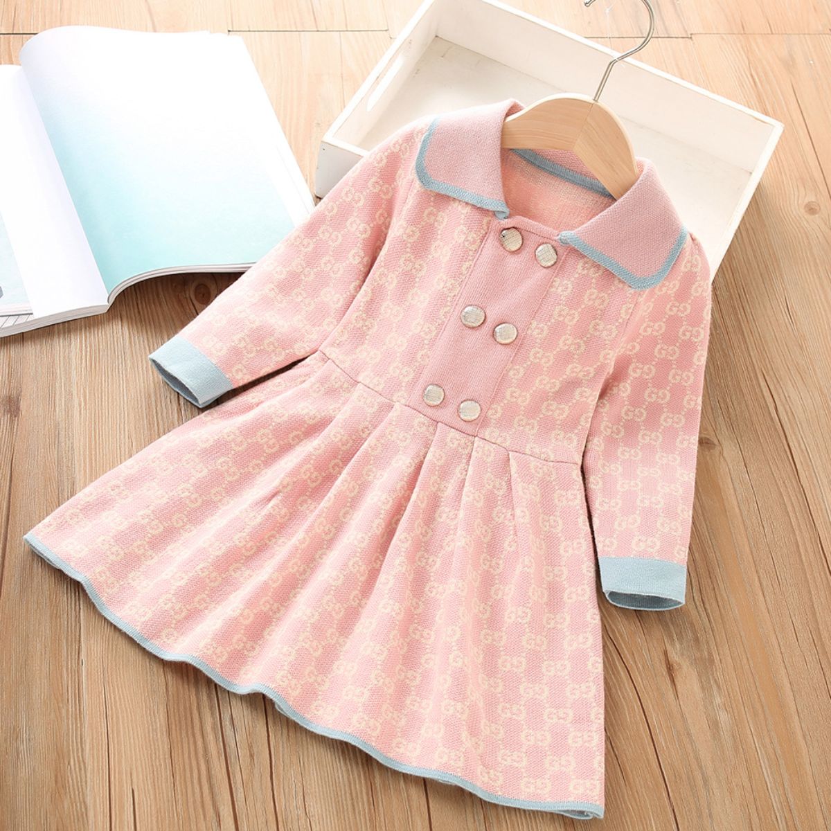 Girls sweater dress autumn and winter new long-sleeved knitted children's sweater princess dress