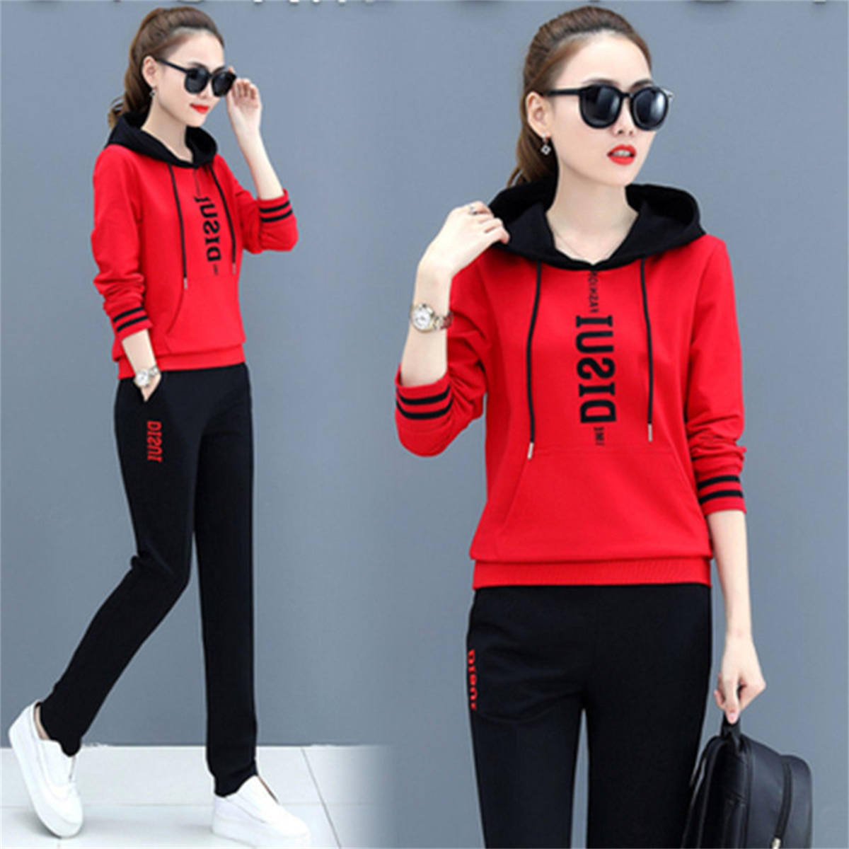 Casual sportswear suit for women fashion hooded sweatshirt two piece suit