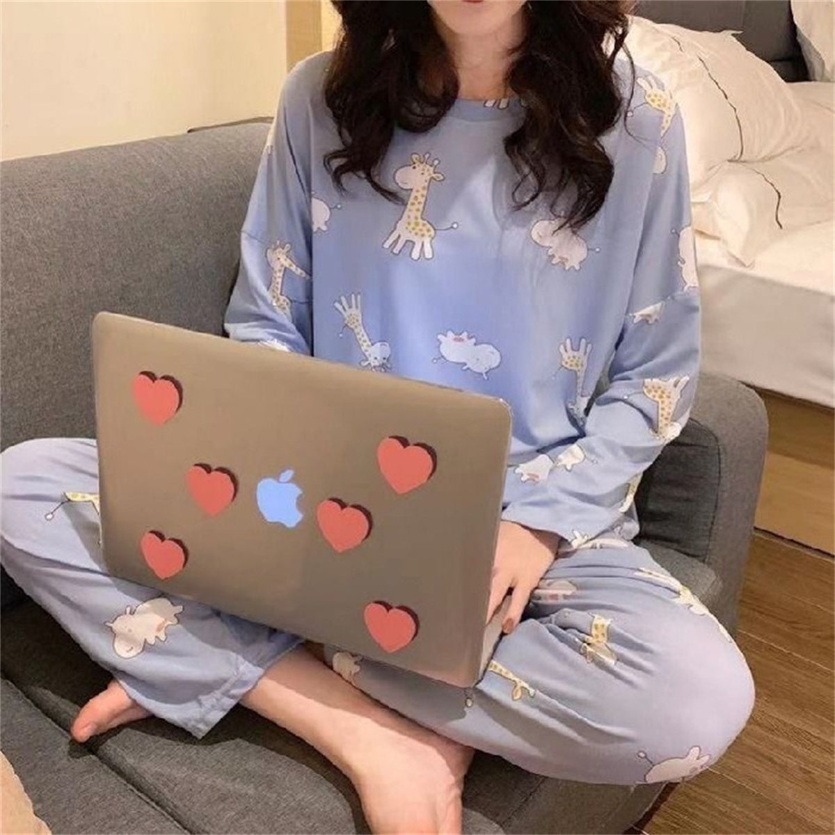 Long-sleeved pajamas for women, new style, simple solid color, contrasting lace edge, lapel cardigan, home clothes