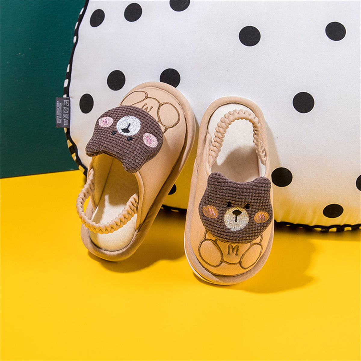 Children's boys and girls spring and autumn cute bear soft sole home warm cotton slippers