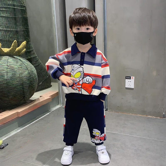 Children's clothing Ultraman boys' clothes new children's striped autumn clothing autumn baby autumn suit