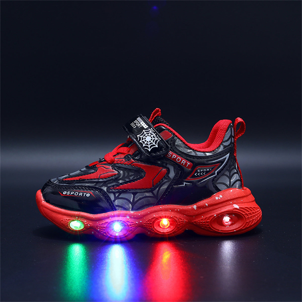 Children's LED spider web luminous sports shoes