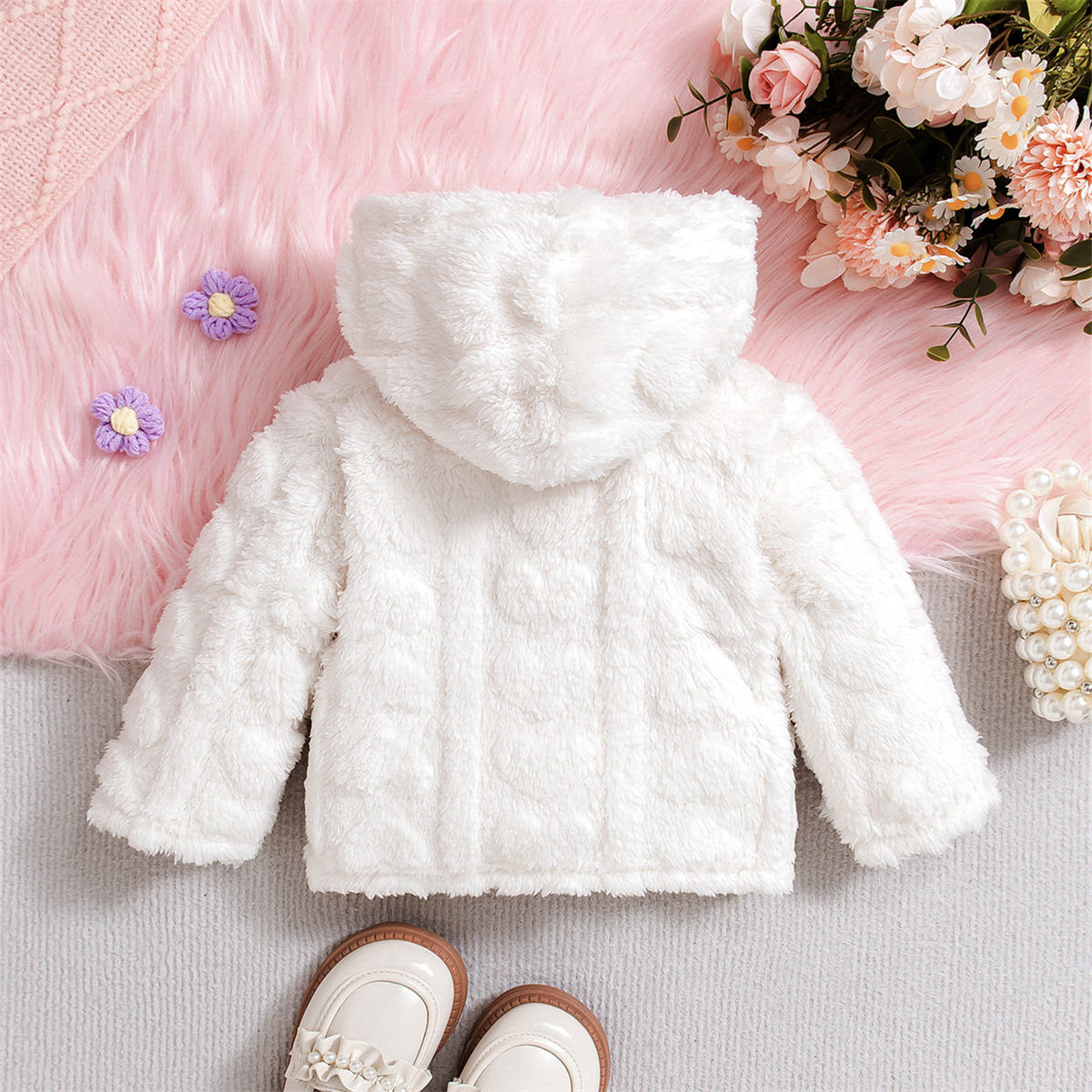 Girls autumn one-piece hooded top warm loose princess style