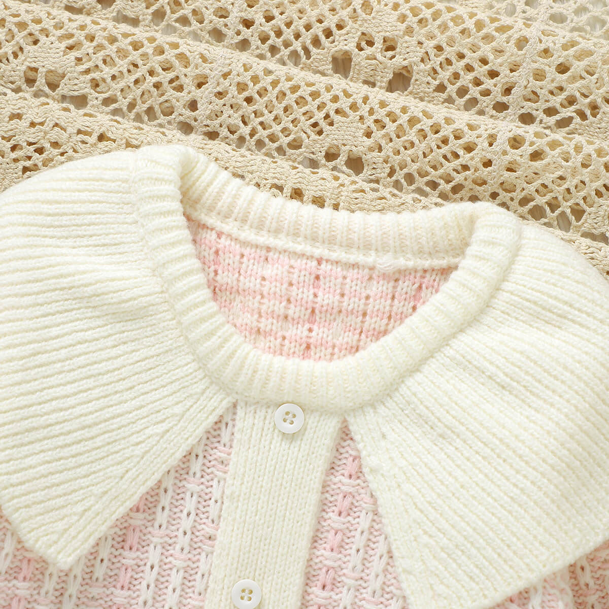 Infant Patchwork Collar Knitted Cardigan for Baby Girls